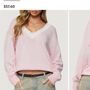 Edikted Light Pink V-Neck Sweater